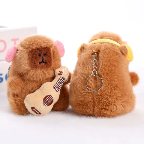 Cute Capybara Plush Toy Pendant Cartoon Stuffed Animal Doll Bag Hanging Decoration Musical Instrument Electronic Keyboard Guitar Gift