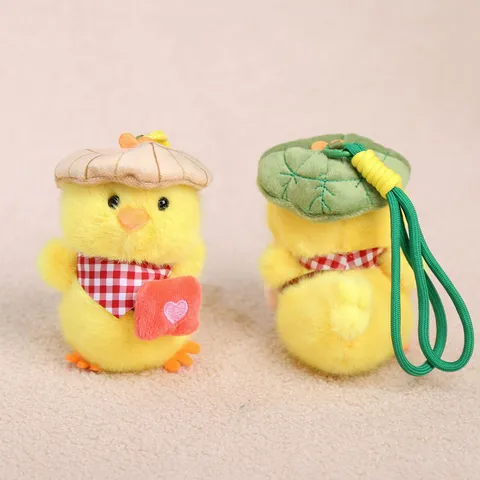 Cute Little Yellow Duck Plush Toy Pendant Lotus Leaf Hat Stuffed Animal Doll Bag Hanging Ornament Keychain Gift