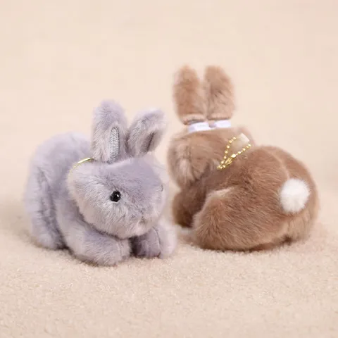 Cute Moving Ear Rabbit Plush Toy Pendant Soft Stuffed Animal Bunny Doll Bag Hanging Ornament Birthday Gift For Girls Kids