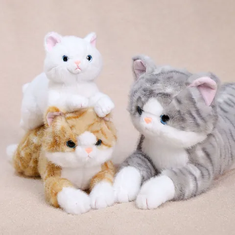 Simulation Cat Plush Toy Cute Stuffed Animal Kitty Doll Soft Fluffy Pillow Home Decor Gift For Kids And Women
