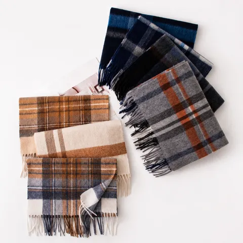 Sciarpa in Cashmere Invernale Ispessita Quadrati Britannici Sciarpa Calda con Nappe per Uomo e Donna Coppia Moda