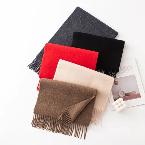 Sciarpa in Cashmere Invernale da Donna Scialle Lungo con Nappe Tinta Unita Caldo Morbido Versueto Moda Casual Avvolgicollo Regalo