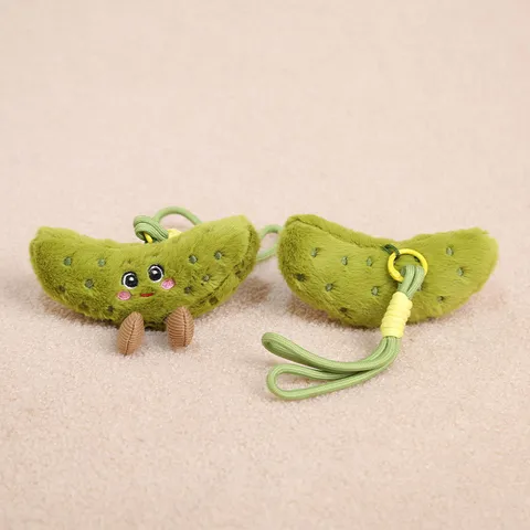 Cute Stuffed Pickle Plush Toy Simulation Vegetable Doll Soft Keychain Bag Pendant Polyester Stuffed Animal Gift