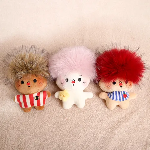 Cute Afro Doll Plush Toy Keychain Fluffy Cartoon Character Bag Pendant Novelty Stuffed Animal Gift for Kids Women