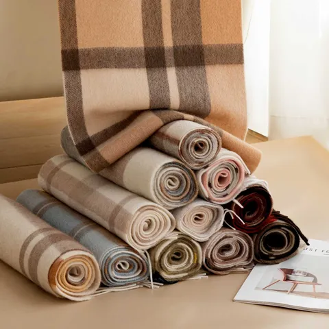 Classica Sciarpa in Cashmere Per Donna Uomo Inverno Spessa Calda A Quadri Nappa Lunghe Sciarpe Morbida Moda Casual Scaldacollo