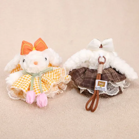 Carino Coniglio con Orecchie Pendenti con Gonna a Tulipano Peluche Ciondolo Fiocco Coniglietto Peluche Borsa Ornamento Sospeso Regalo per Ragazza
