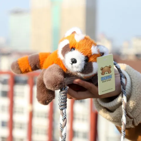 Cute Animal Plush Toy Phone Holder Featuring Otter Red Panda And Panda Designs With Lanyard Strap