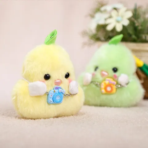Cute Camera Pear Duck Plush Toy Pendant Cartoon Stuffed Animal Bag Hanging Ornament Keychain Doll Gift