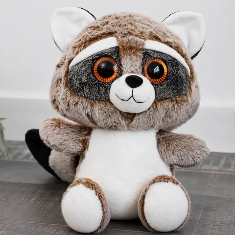 Simulation Raccoon Plush Toy Cute Stuffed Animal Doll Soft Polyester Fabric Home Decor Kids Gift