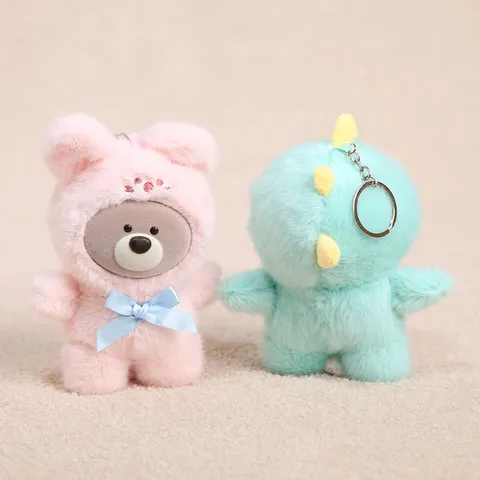 Carino Ciondolo in Peluche Orso Vinile Trasformato in Animale Portachiavi Giocattolo Borsa Ornamento Sospeso Regalo