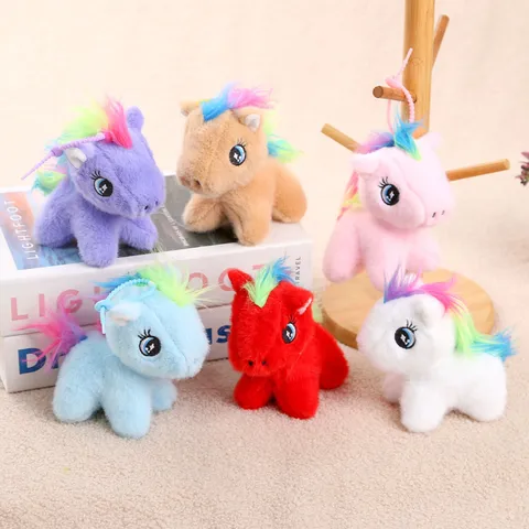 Cute Cartoon Colorful Pony Unicorn Plush Toy Doll Pendant Creative Keychain Bag Accessory