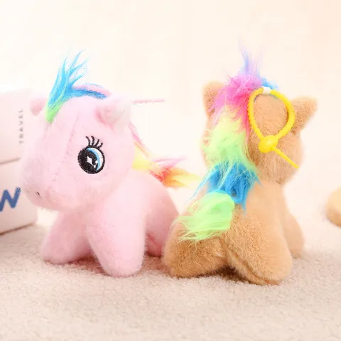 Cute Cartoon Colorful Pony Unicorn Plush Toy Doll Pendant Creative Keychain Bag Accessory