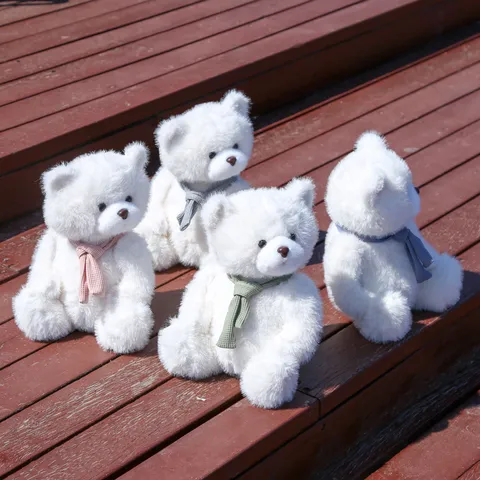 Simpatico Orsacchiotto Peluche Animale Imbottito Con Sciarpa in Maglia Colorata Bambola Morbida Regalo di Compleanno per Bambini Decorazione Casa