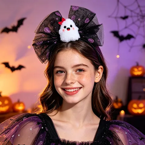 Halloween Witch Hat Headband Pumpkin Ghost Party Costume Hair Accessories Cute Festival Headwear For Women Kids