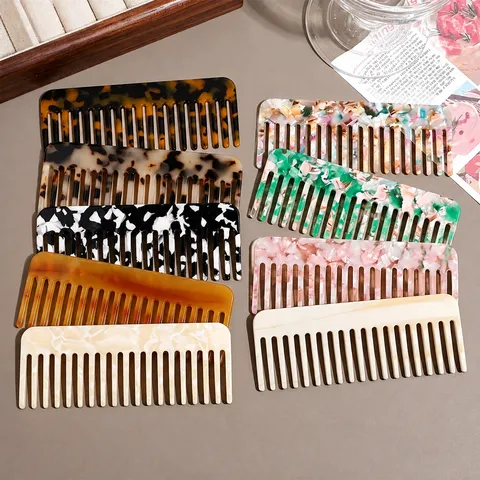 Cellulose Acetate Wide Tooth Hair Comb Tortoise Shell Anti-Static Detangling Comb For Women Long Curly Hair Styling Beauty Tool