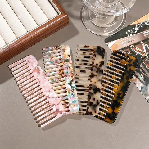 Cellulose Acetate Wide Tooth Hair Comb Tortoise Shell Anti-Static Detangling Comb For Women Long Curly Hair Styling Beauty Tool