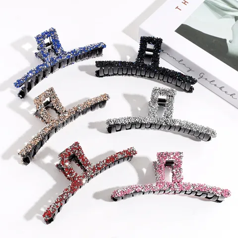 Grande Pince à Cheveux Strass Pince Griffe Scintillante Cristal Pince Requin Style Doux Cool Accessoires Cheveux Femmes