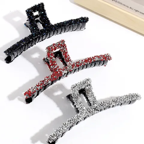 Grande Pince à Cheveux Strass Pince Griffe Scintillante Cristal Pince Requin Style Doux Cool Accessoires Cheveux Femmes