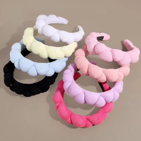 Puffy Cloud Sponge Headband Soft Plush Braided Hair Hoop Makeup Face Washing Headwear Minimalist Daily Hair Accessories