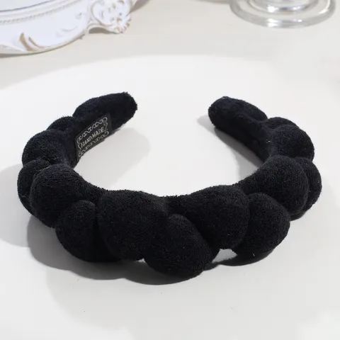Puffy Cloud Sponge Headband Soft Plush Braided Hair Hoop Makeup Face Washing Headwear Minimalist Daily Hair Accessories