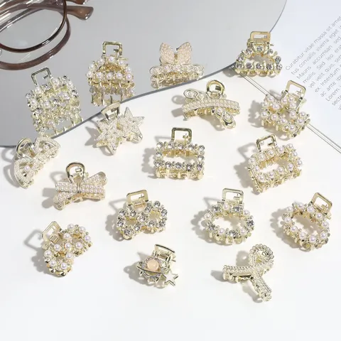 Elegante Mini Legierung Haarklammern Mit Künstlicher Perle Und Strass Kleine Haarklammern Für Damen Tägliche Haarschmuck