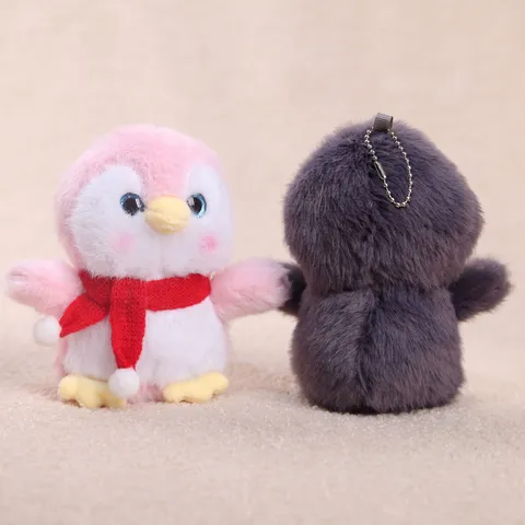 Cute Penguin Plush Toy Stuffed Animal Soft Doll Cartoon Bag Pendant Keychain With Scarf Bowtie Decoration For Kids Gift