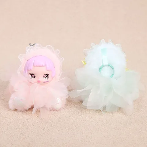 Carino Bambola Fata in Peluche Viso in Vinile Kawaii Animale Stuffed Ciondolo Borsa Giocattolo Morbido Portachiavi