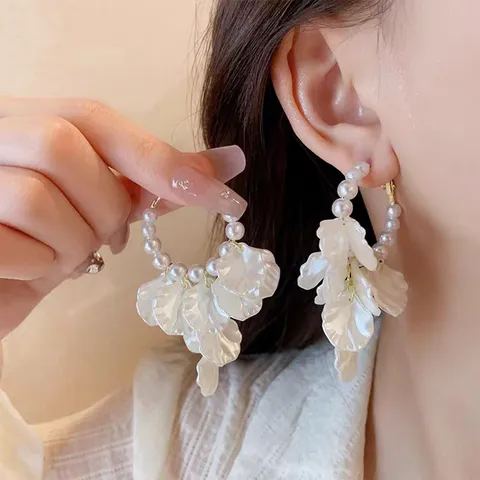 Böhmisch Gewebt Rattan Blume Quaste Hängeohrringe Künstliche Perle Legierung Modeschmuck Für Damen Urlaub Tägliche Kleidung