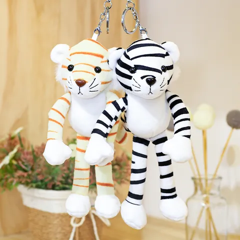 Niedliches Simulation Tiger Plüschtier Schlüsselanhänger Gestopftes Tier Puppe Rucksack Anhänger