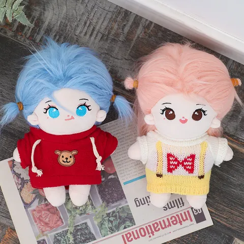 Bambola di Cotone Bambola Nuda Peluche Carino Animale Impagliato Vestiti Parrucca Set Regalo Fai da Te