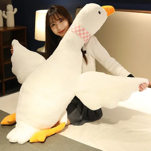 Grazioso Peluche Grande Oca Bianca Morbido Animale Imbottito Bambola Anatra Cuscino Lenitivo Letto Cuscino Per Bambini E Adulti