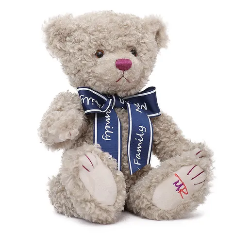 Schattige Gevulde Teddybeer Pluche Speelgoed Zachte Krullende Fleece Dierenpop Met Lint Verjaardagscadeau Voor Kinderen