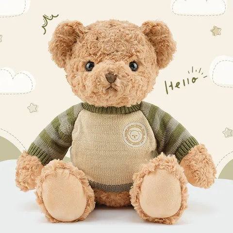 Orsetto di Peluche Vintage con Maglione Bambola di Peluche Simpatico Orso Morbido Cuscino per Dormire Regalo di Compleanno per Bambini Decorazione