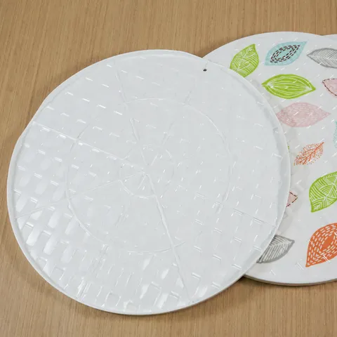 Assiette à Raviolis Ronde en Mélamine Assiette Dîner Incassable Plateau suspendu Motif Poisson Floral Vaisselle de Cuisine