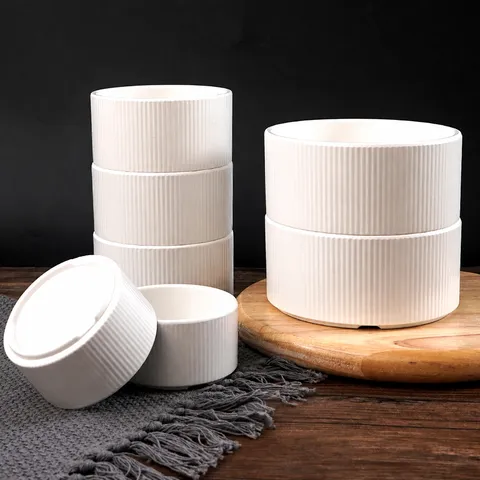 Commercial Melamine Tableware Thickened Drop Resistant Striped Rice Soup Bowl Restaurant Hotel Dinnerware
