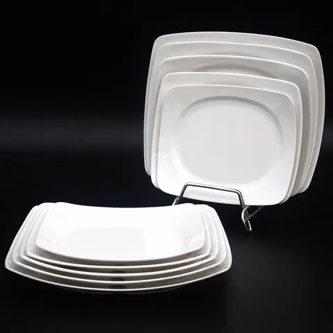 Assiette Dîner Carrée en Mélamine Moderne Minimaliste Cuisine Vaisselle Plat de Service pour Restaurant Cantine Maison Repas Quotidien
