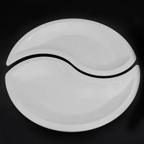 Assiette Dîner Irrégulière en Mélamine Blanche Moderne Minimaliste Plateau de Service Maison Hôtel