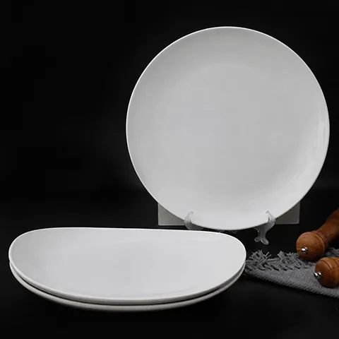 Assiette Dîner Irrégulière en Mélamine Blanche Moderne Minimaliste Plateau de Service Maison Hôtel
