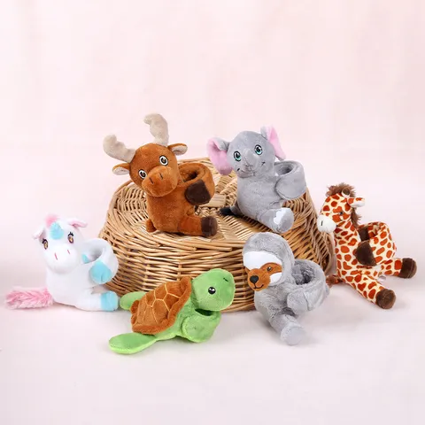 Plush Animal Snap Bracelet Toy Cartoon Stuffed Doll Kids Gift Slap Band