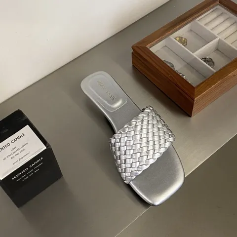 Mujeres Moda Casual Verano Cuadrado Punta Abierta Trenzado Mules Zapatillas Tacón Ancho Bajo Estilo Diseñador