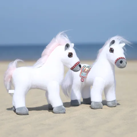 Simulation Horse Plush Toy Stuffed Animal Pony Doll Desktop Ornament Cute Mink Horse Toy Gift for Kids Adults