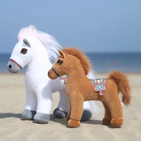 Simulation Horse Plush Toy Stuffed Animal Pony Doll Desktop Ornament Cute Mink Horse Toy Gift for Kids Adults