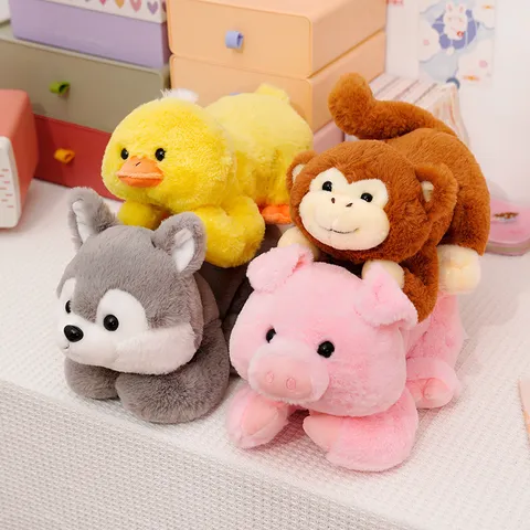 Niedliches Tier Plüschtier Weiche Gestopfte Puppe Cartoon Tiger Affe Schwein Welpe Ente Kissen Begleiter Geschenk