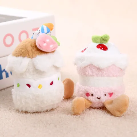 Süßer Kreativer Kuchen Plüschtier Taschenanhänger Gefüllte Dessert Puppe Schlüsselanhänger Weiches Geburtstagsgeschenk Für Frauen