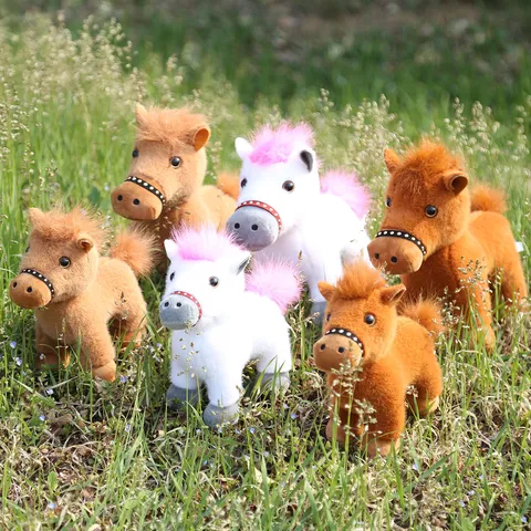 Simulation Joint Pony Plush Toy Stuffed Animal Realistic Horse Doll With Bridle