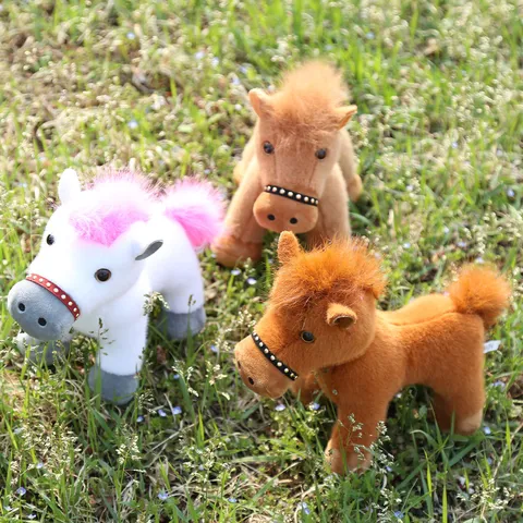 Simulation Joint Pony Plush Toy Stuffed Animal Realistic Horse Doll With Bridle