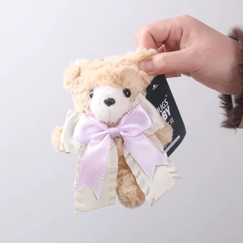 Hugs Baby Cute Teddy Bear Plush Pendant Bowknot Keychain Bag Hanging Ornament Stuffed Animal Toy Gift For Women Kids
