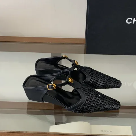Zapatos Mules de Cuña con Punta Puntiaguda Tejida para Mujer Estilo Francés Cuña Baja Slip On Zapatos Casuales Elegantes