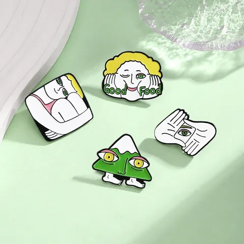 Creative Funny Expression Alloy Brooch Pin Cartoon Character Enamel Badge Fashion Clothing Accessories Jewelry