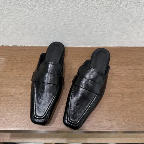 Zapatos Mules de Punta Cuadrada para Mujer Estilo Vintage Old Money Casual Planos Slip On Loafers Calzado de Verano